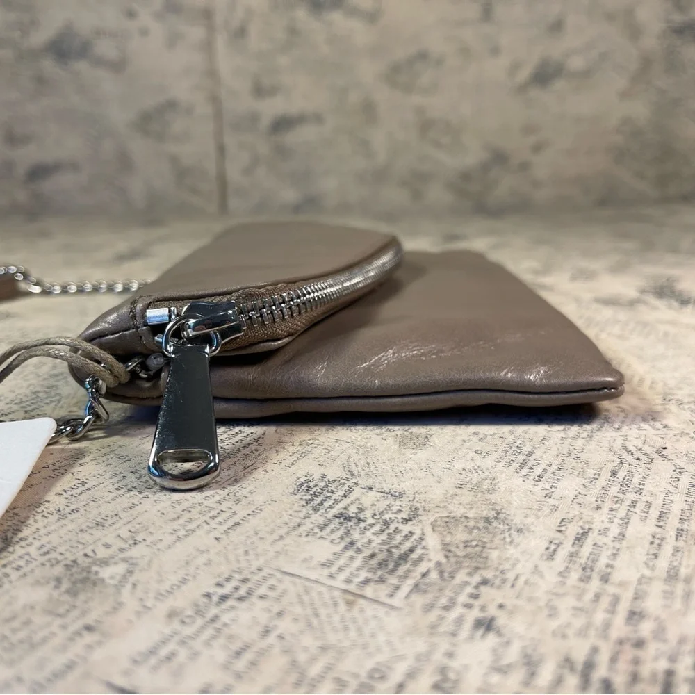 HOBO Daria NWT Tan Leather Convertible Crossbody Clutch Foldover Bag